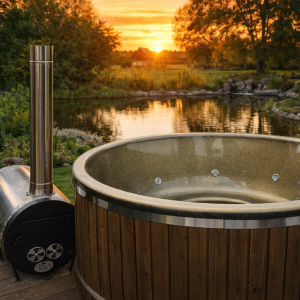 Zeltaini brūns kubls ar LED Hidro un Gaisa masāžu (ārējā krāsns)