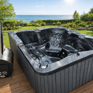 3vietīgs melns akrila kubls ar Hidro + Gaisa masāžu (ārējā krāsns)